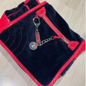 Juicy Couture Navy and Red Velour Crossbody/Messenger Bag
